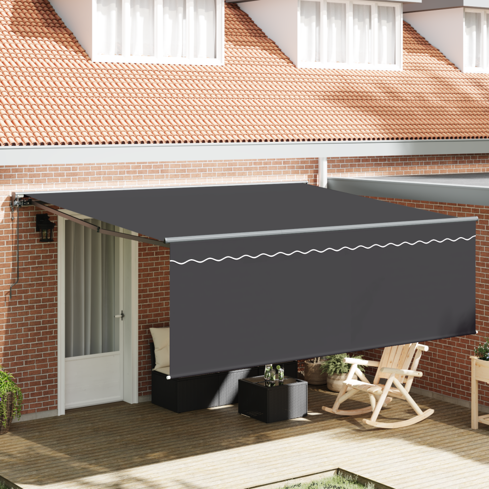 vidaXL Utfällbar markis Antracit 400 × 300 cm tyg