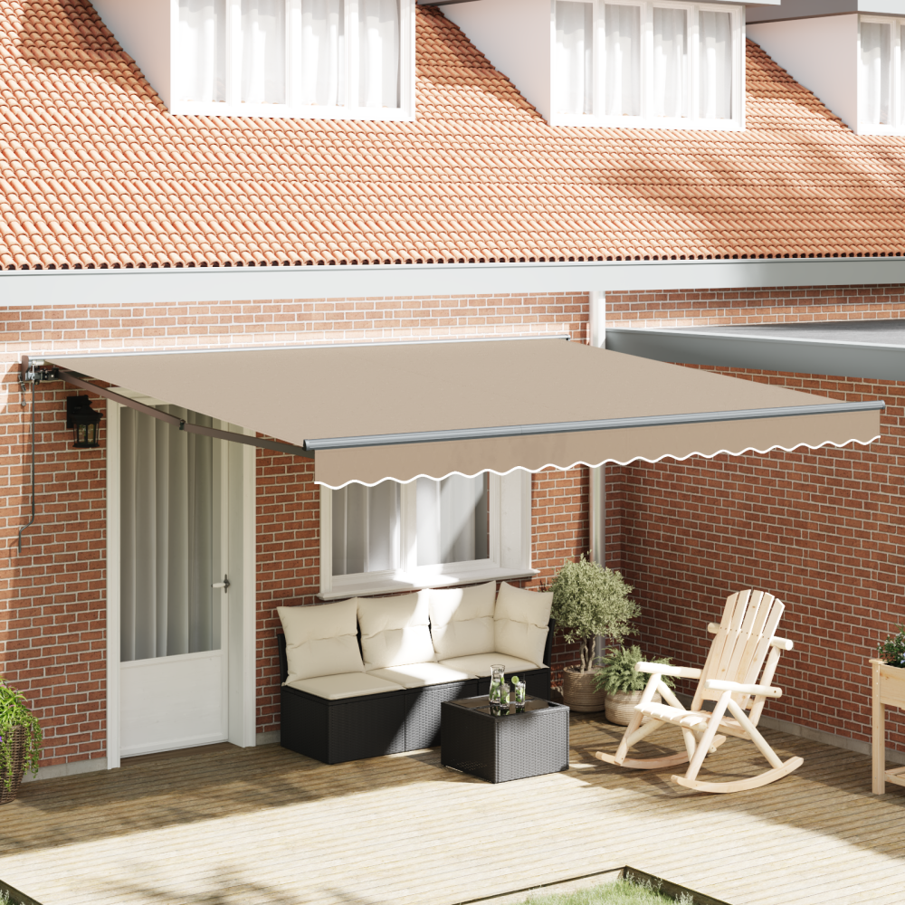 vidaXL Utfällbar markis Beige 400x300 cm tyg