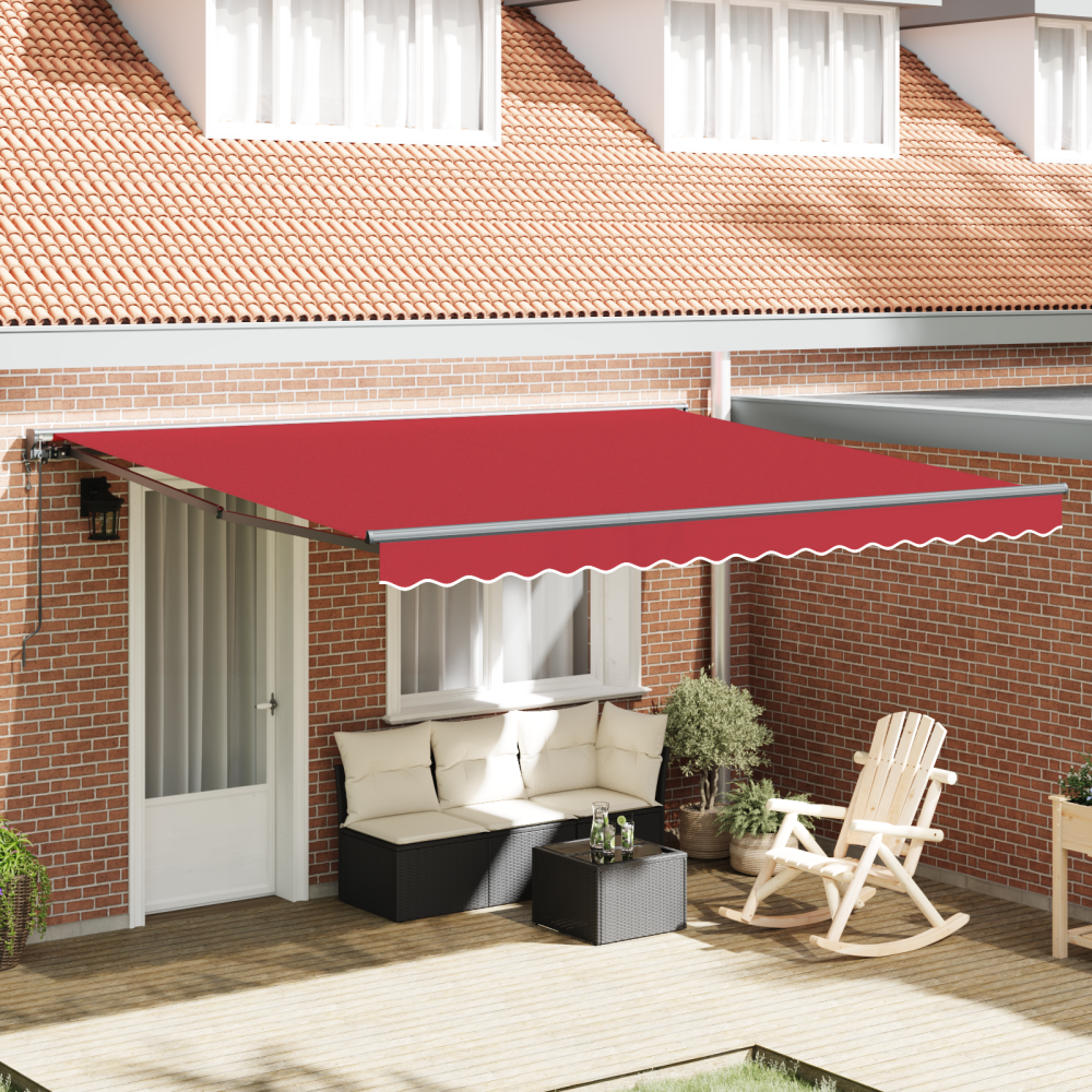 vidaXL Utfällbar markis Röd 400x300 cm tyg