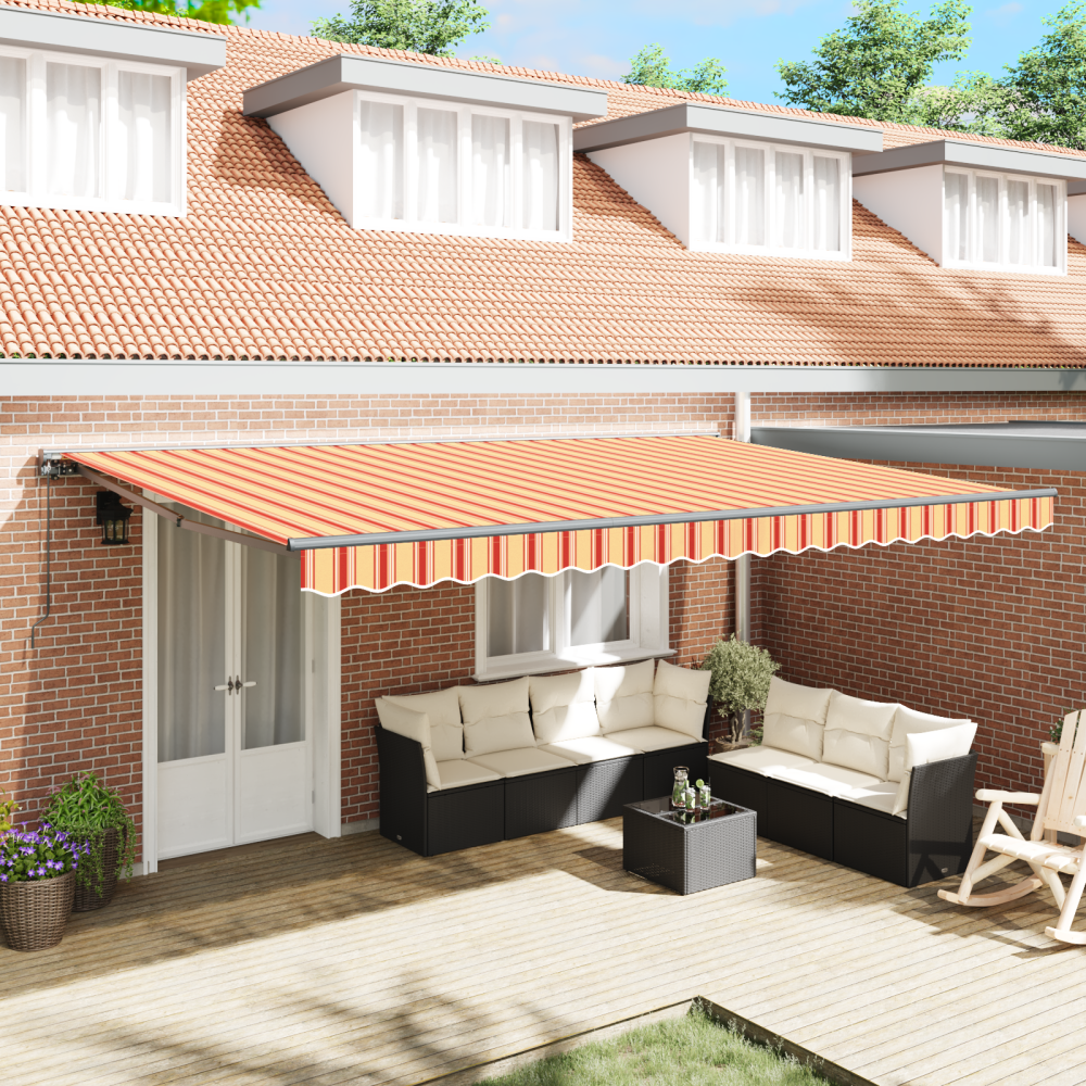 vidaXL Utfällbar markis Gul och Orange 500x300 cm tyg