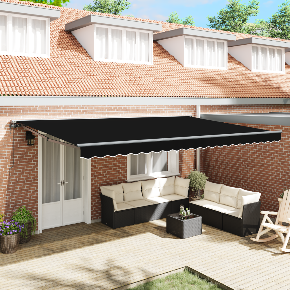vidaXL Utfällbar markis Svart 500x300 cm tyg