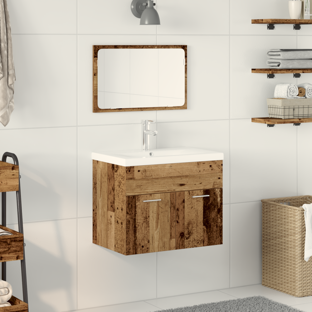 vidaXL Set Övrigt 2 pcs Gammalt trä 61 x 39 x 18 cm Konstruerat trä
