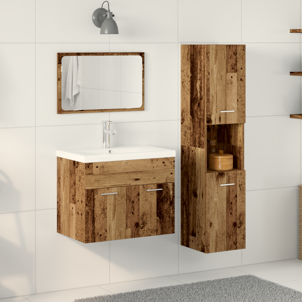 vidaXL Set Övrigt 3 pcs Gammalt trä 30 x 30 x 130 cm Konstruerat trä