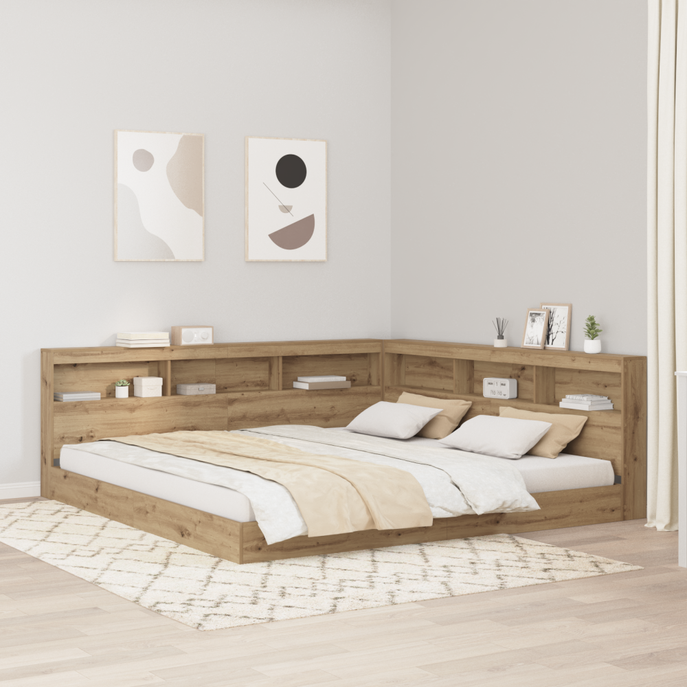 vidaXL Förvaringshuvudgavel artisan ek 180 cm Konstruerat trä