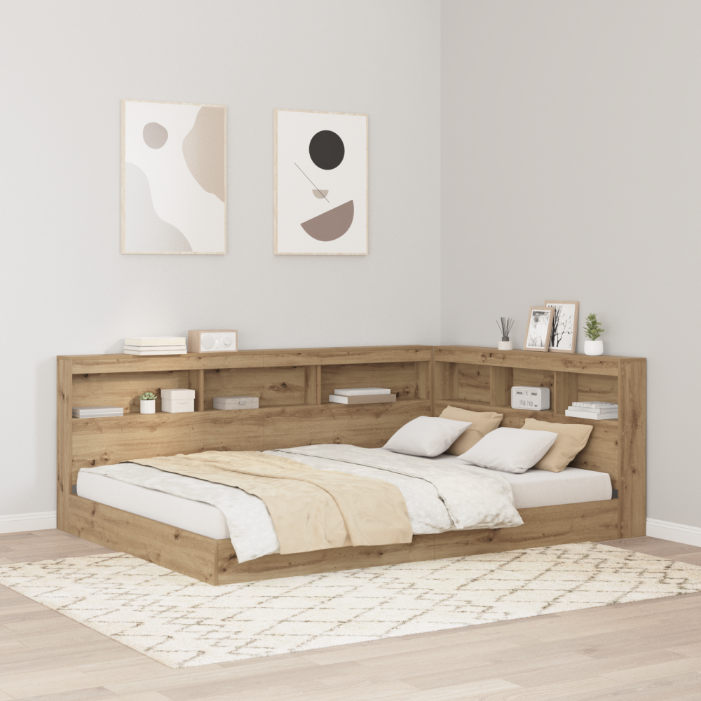 vidaXL Förvaringshuvudgavel artisan ek 140 cm Konstruerat trä