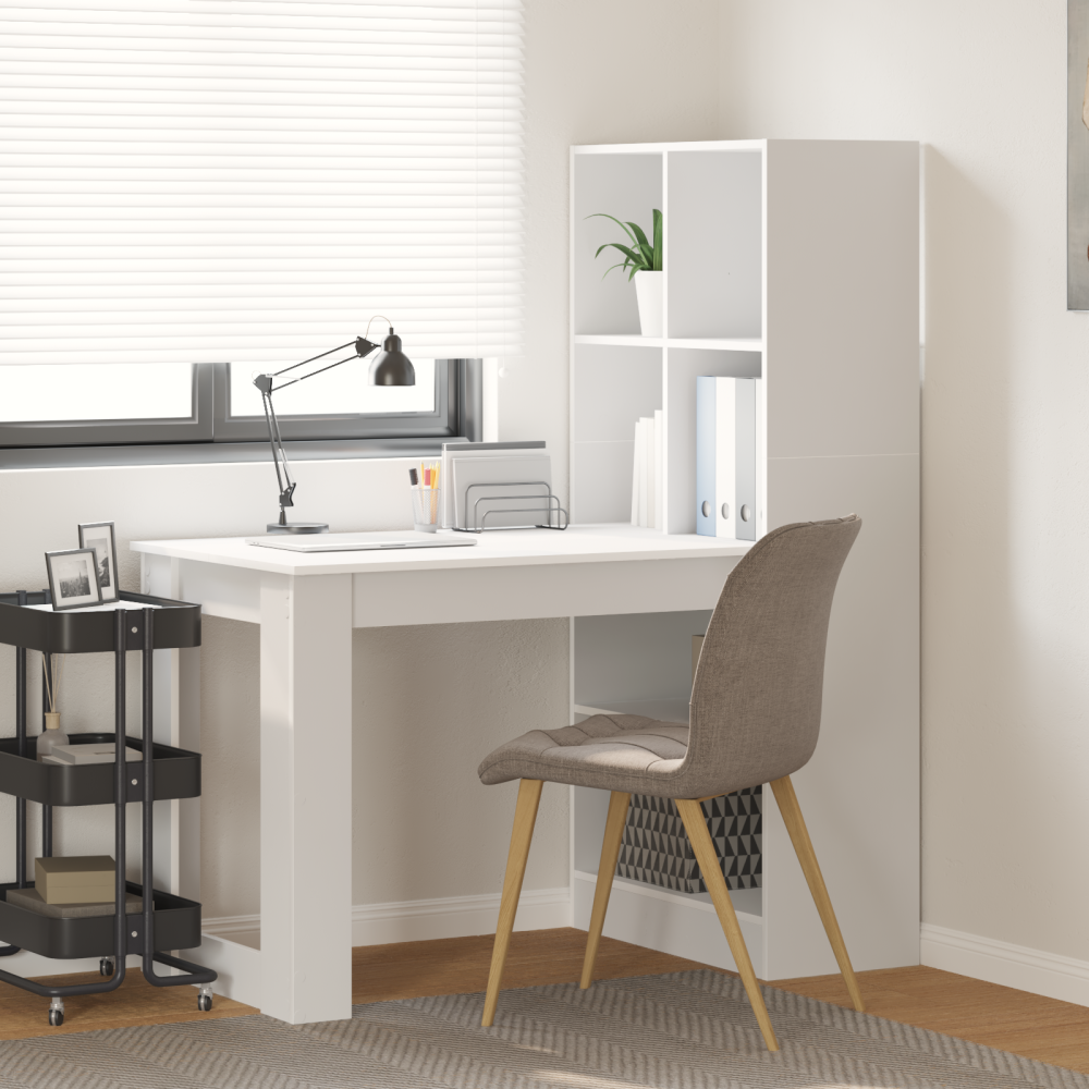 vidaXL Skrivbord Vit 122 x 67 x 145 cm Ingenjörsträ och Spånskiva