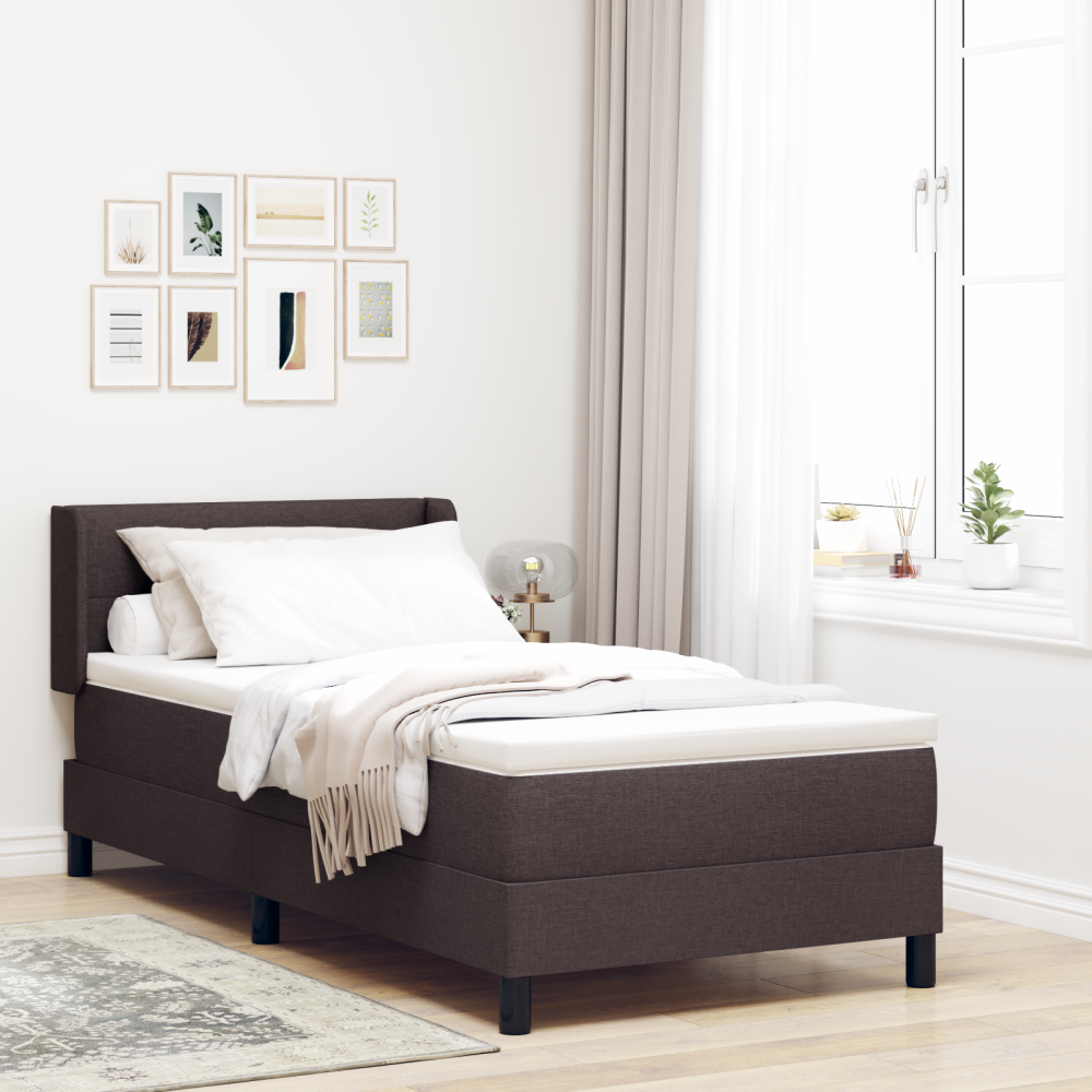 vidaXL Bäddfjäder med huvudgavel Mörkbrun 200 x 90 cm tyg
