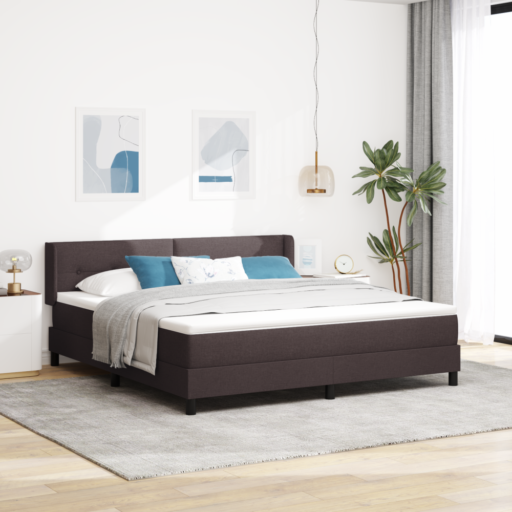 vidaXL Bäddfjäder med huvudgavel Mörkbrun 200 x 180 cm tyg