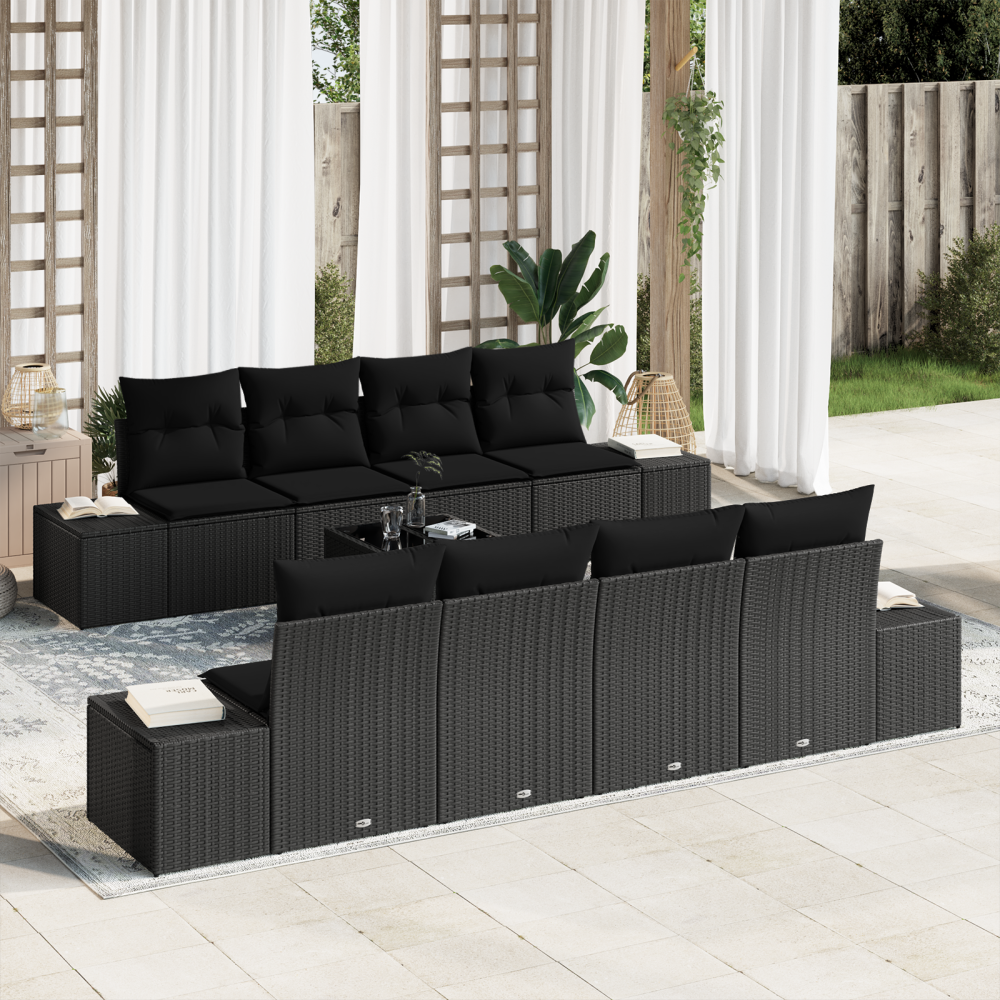 vidaXL Soffa 6 pcs Svart 294 x 62 x 69 cm konstrotting