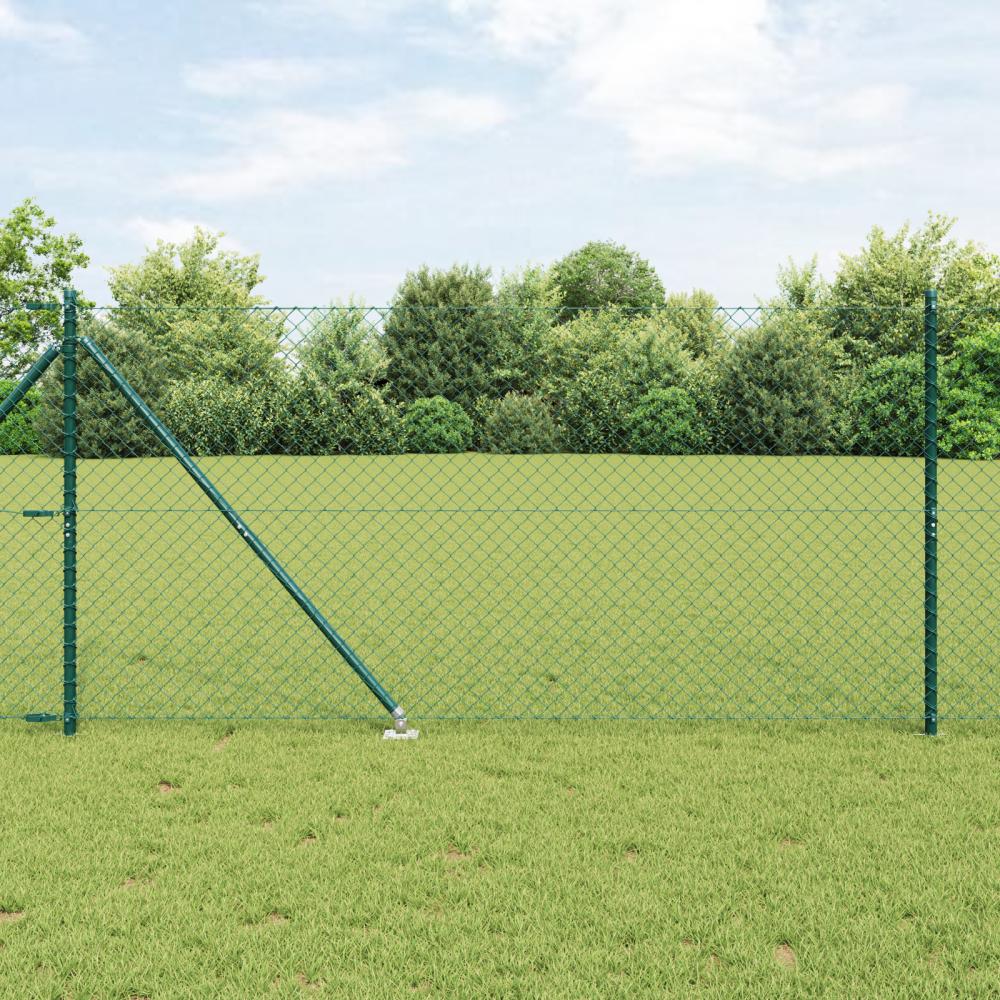 vidaXL Kedjestängsel med stolpar Grön 1.2 x 10 m Stål