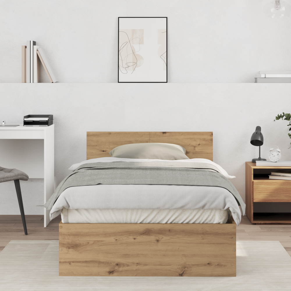 vidaXL Sängram Artisan Ek 203 x 104 x 70 cm Konstruerat trä