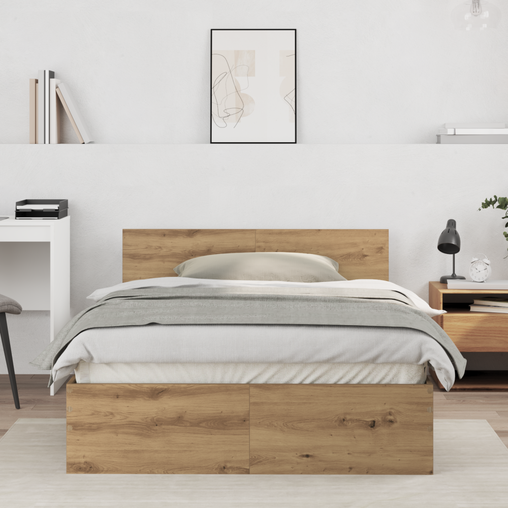 vidaXL Sängram Artisan Ek 193 x 125 x 70 cm Konstruerat trä