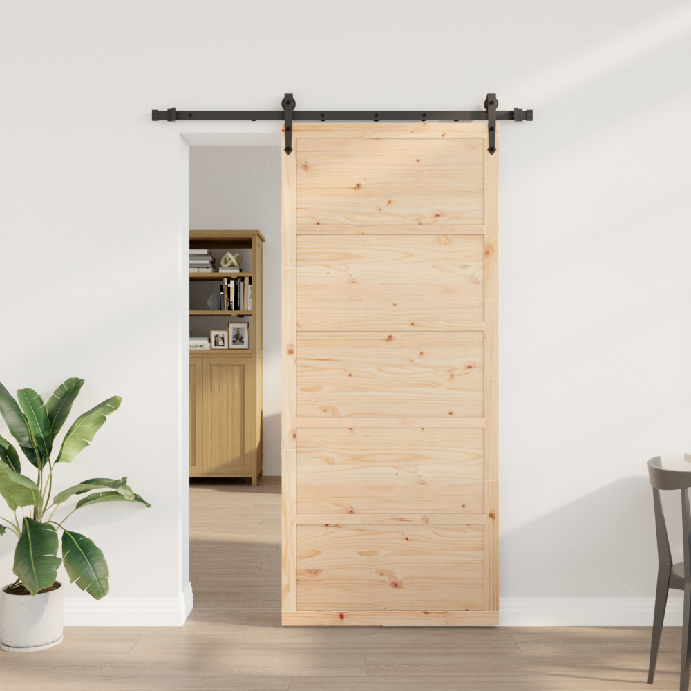 vidaXL Skjutdörr Brun 80 x 208 cm Massiv furu