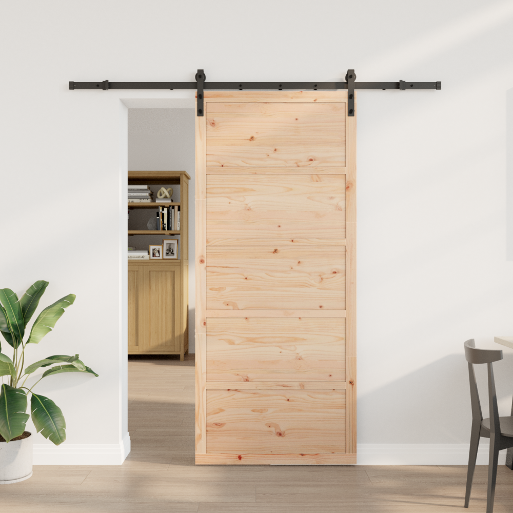 vidaXL Skjutdörr Brun 80 x 208 cm Massiv furu