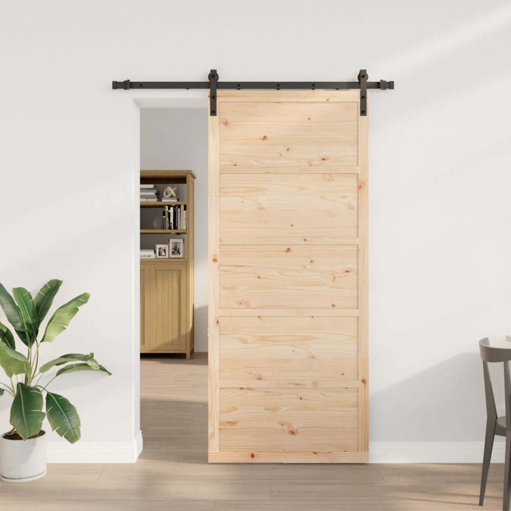 vidaXL Skjutdörr Brun 80 x 208 cm Massiv furu