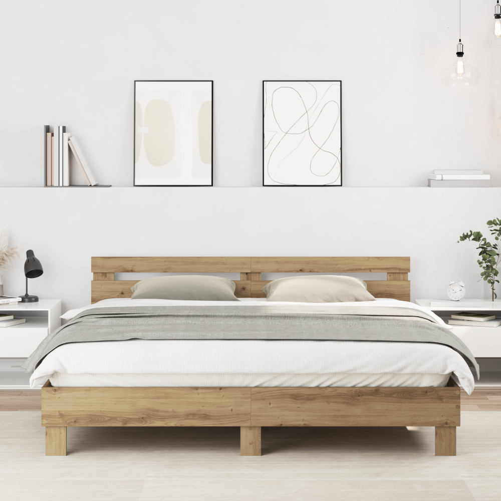 vidaXL Sängram Artisan Ek 203 x 185 x 70 cm Konstruerat trä