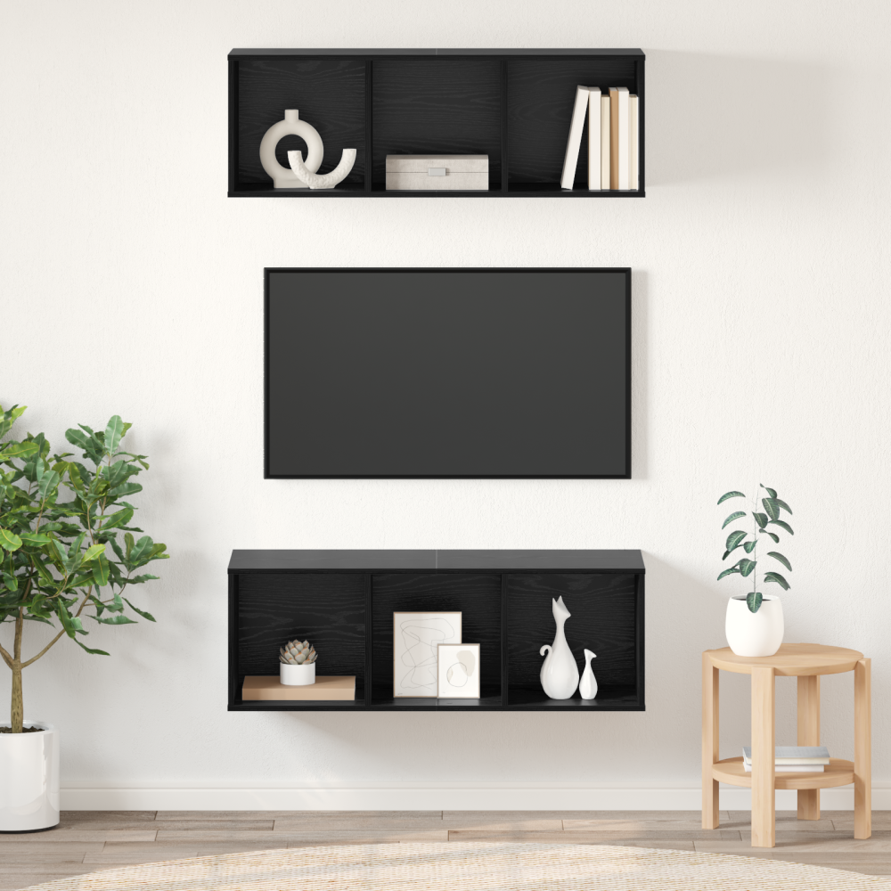 vidaXL Väggmonterade TV-skåp 2 pcs Svart ek 37 x 37 x 107.5 cm