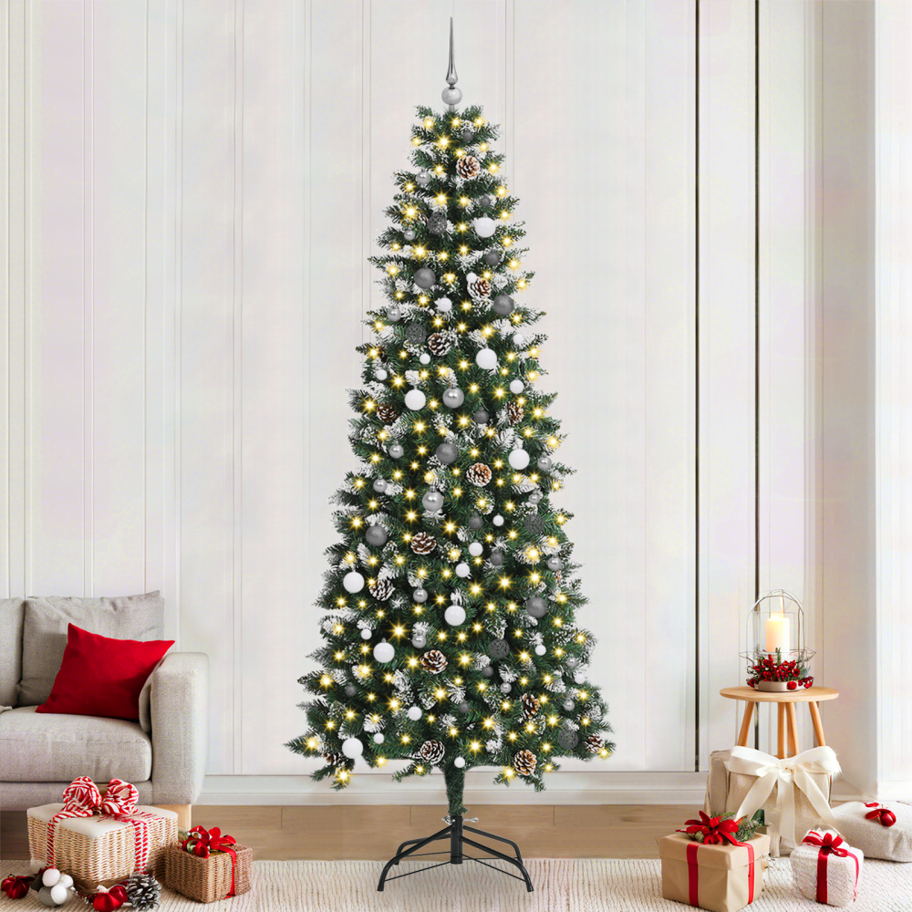 vidaXL Konstgjord julgran Grön 96 x 96 x 240 cm PVC och Plast och Stål