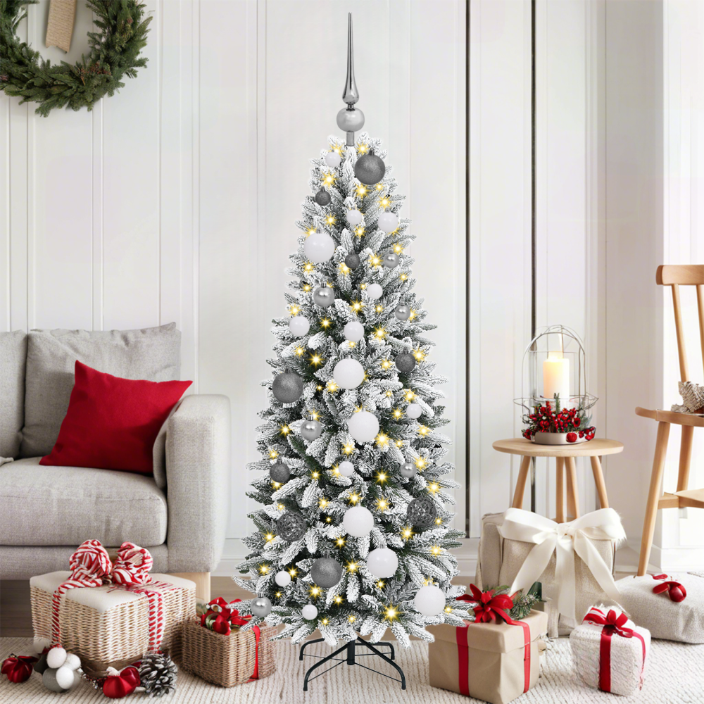 vidaXL Konstgjord julgran with Decorative String Lights Vit 120 cm PVC