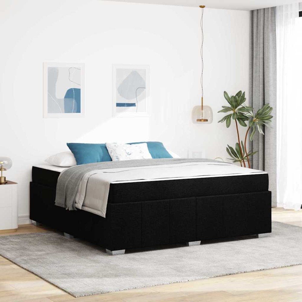 vidaXL Sängram med madrass Svart 180 x 200 cm tyg