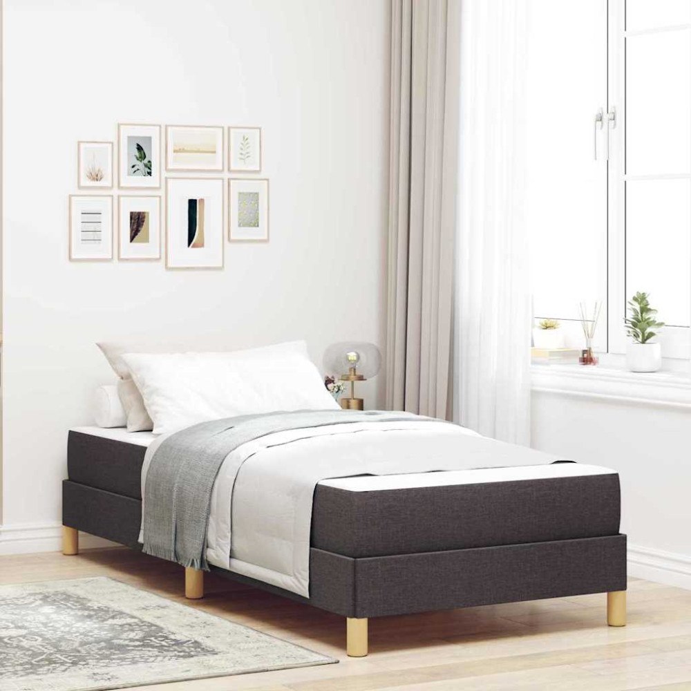vidaXL Bäddfjäder Brun 90 x 190 cm Tyg och Konstruerat trä