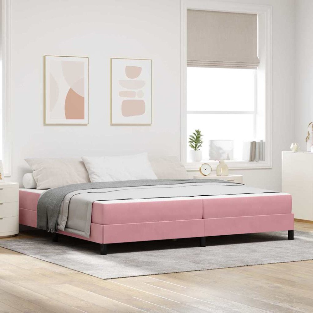 vidaXL Bäddfjäder med madrass Rosa 200 x 200 cm tyg