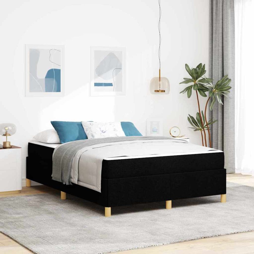 vidaXL Sängram med madrass Svart 160 x 200 cm tyg