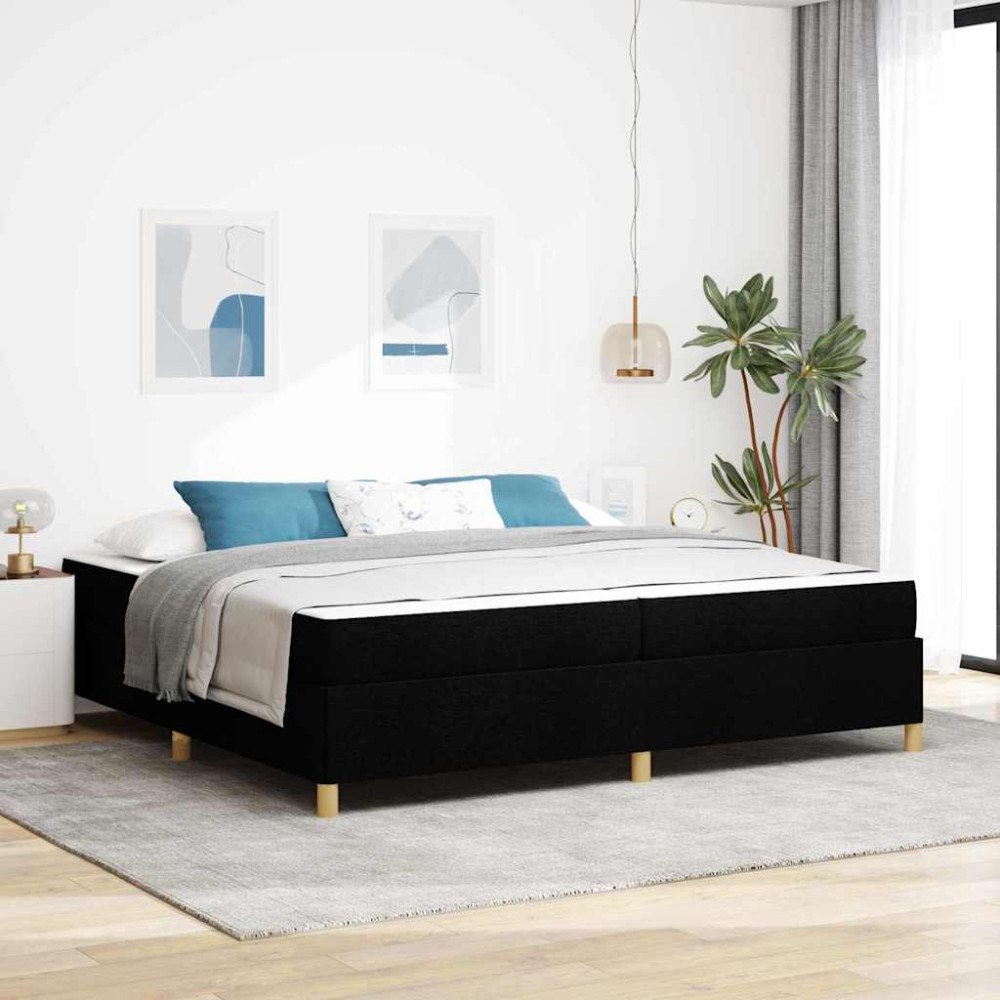vidaXL Sängram med madrass Svart 200 x 200 cm tyg
