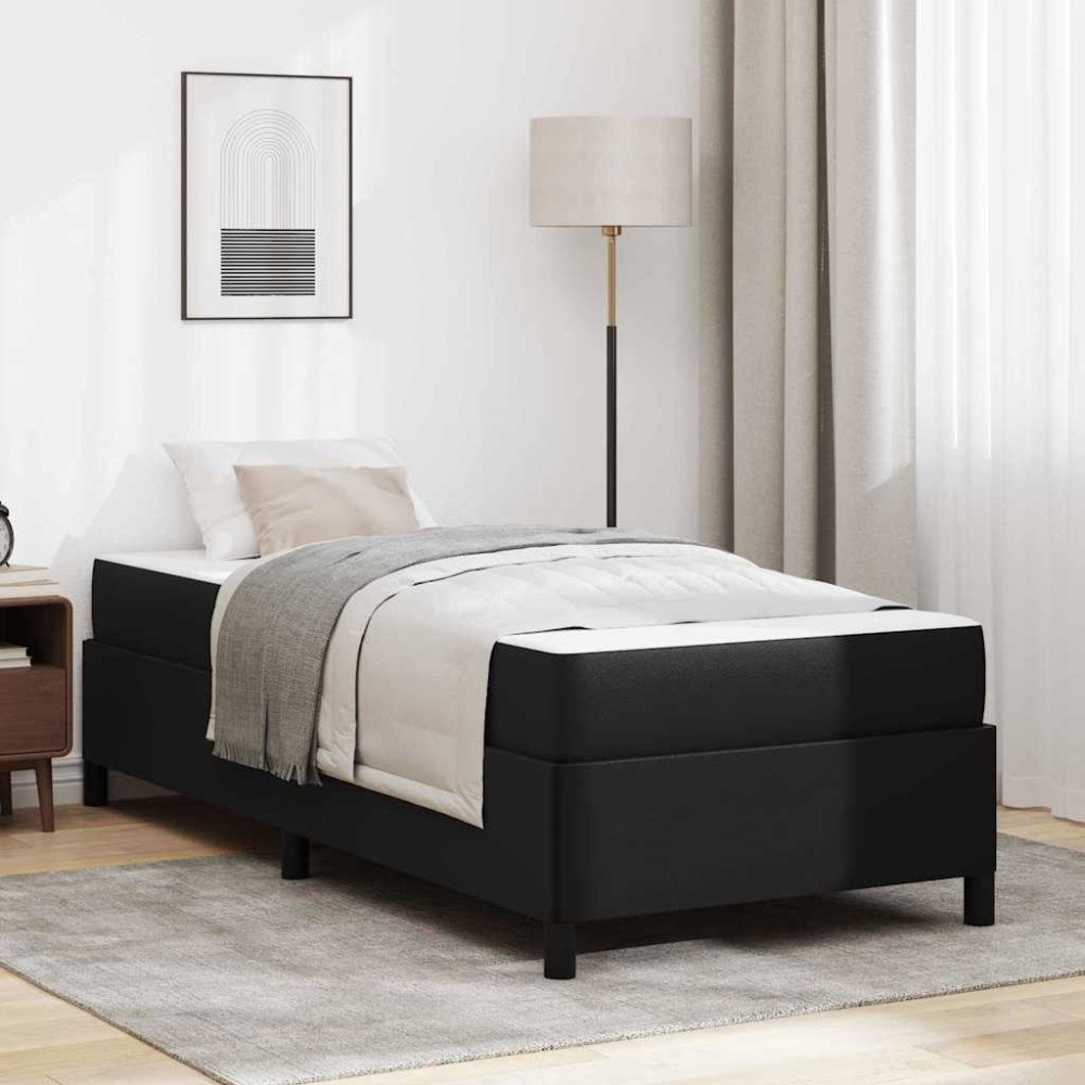 vidaXL Sängram med madrass med madrass Svart 90 x 190 cm Konstläder