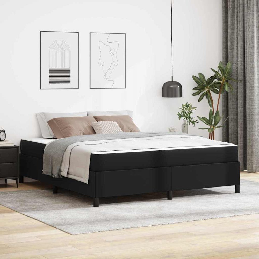 vidaXL Sängram med madrass Svart 180 x 200 cm tyg