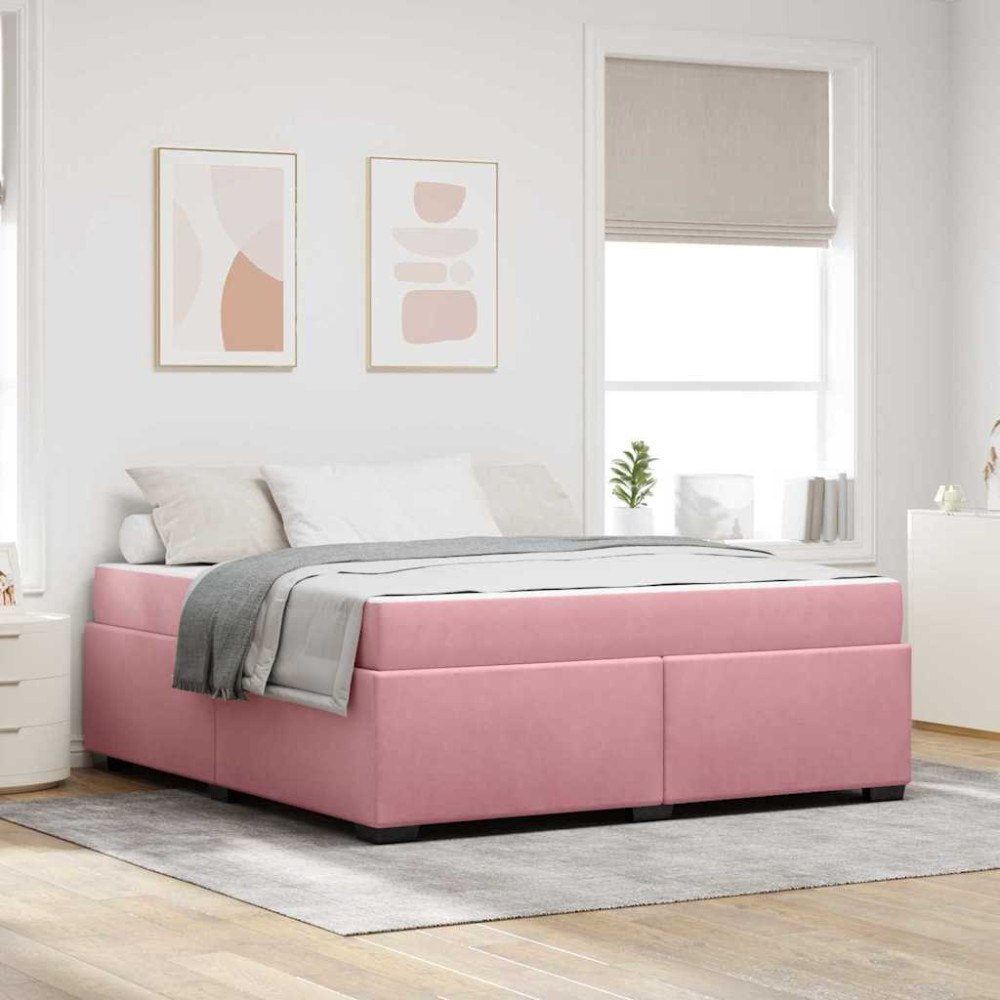 vidaXL Sängram med madrass Rosa 180 x 200 cm Sammet