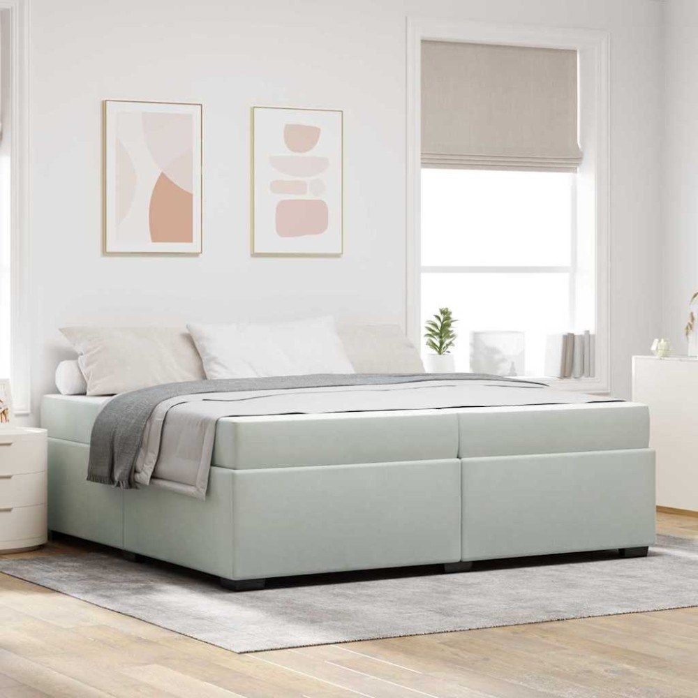 vidaXL Sängram med madrass Ljusgrå 200 x 200 cm Sammet