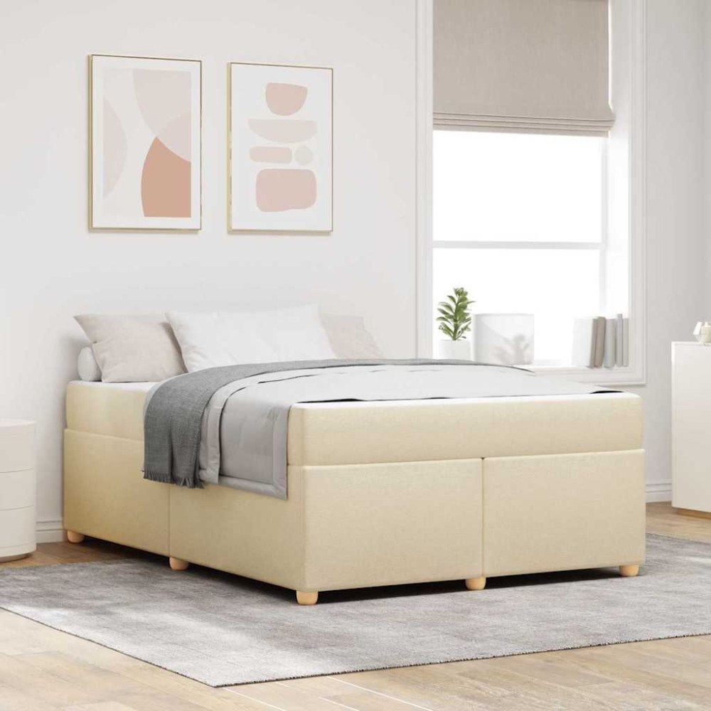 vidaXL Sängram med madrass Kräm 140 x 200 cm tyg