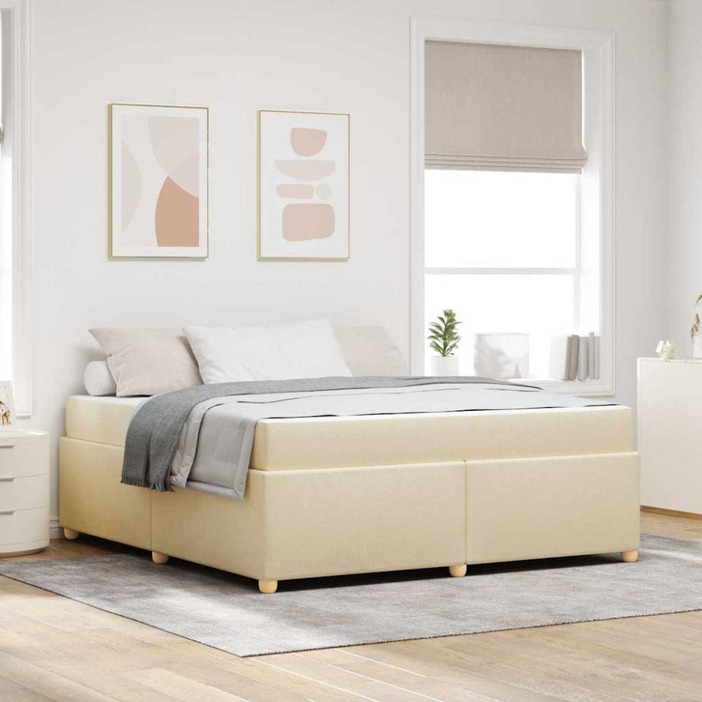vidaXL Sängram med madrass Kräm 180 x 200 cm tyg