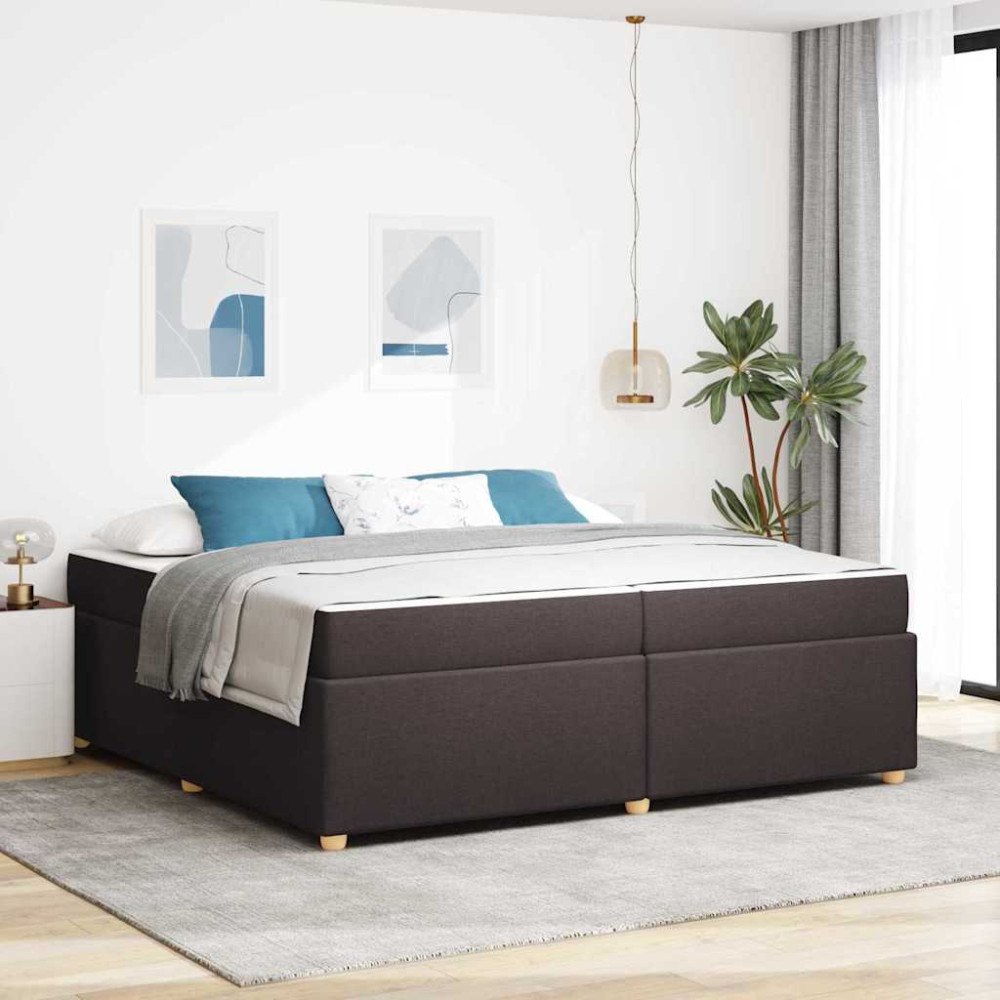 vidaXL Sängram med madrass Mörkbrun 200 x 200 cm tyg