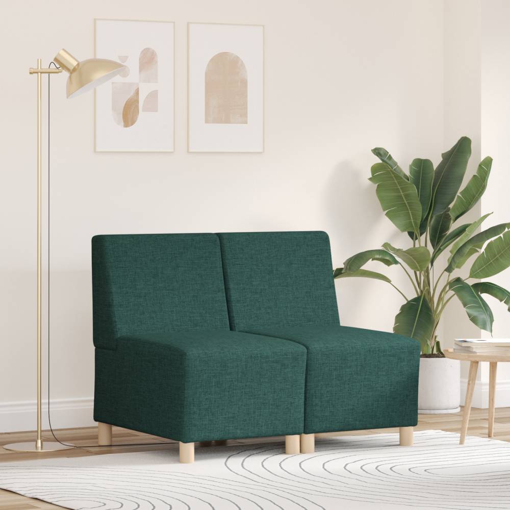 vidaXL Softig Stolen Ljusgrå 55 cm Tyg 2 pcs Mörkgrön 55 x 74 x 82 cm