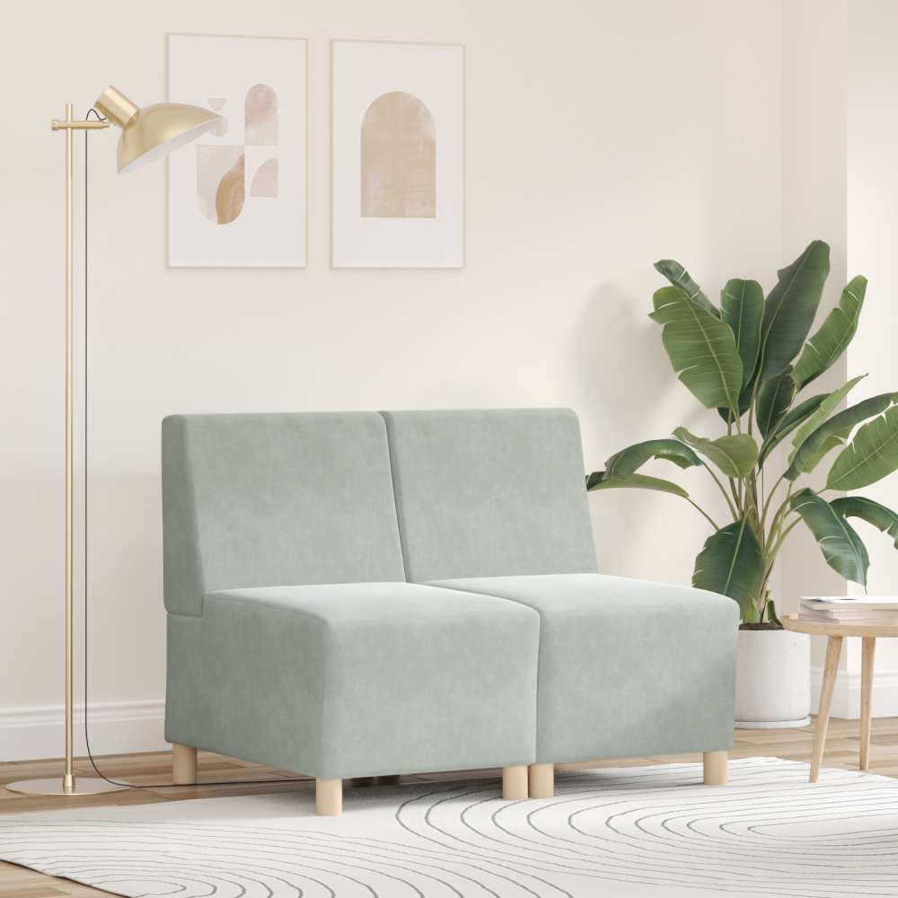vidaXL Soffstolar 2 pcs Ljusgrå 55 x 74 x 82 cm Sammet