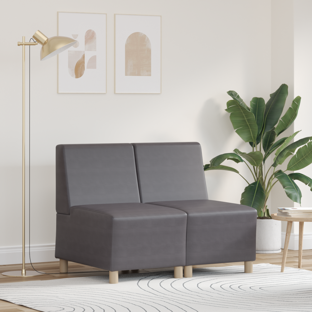 vidaXL Modulsofa utan armstöd 2 pcs Grå 55 x 74 x 82 cm Konstläder