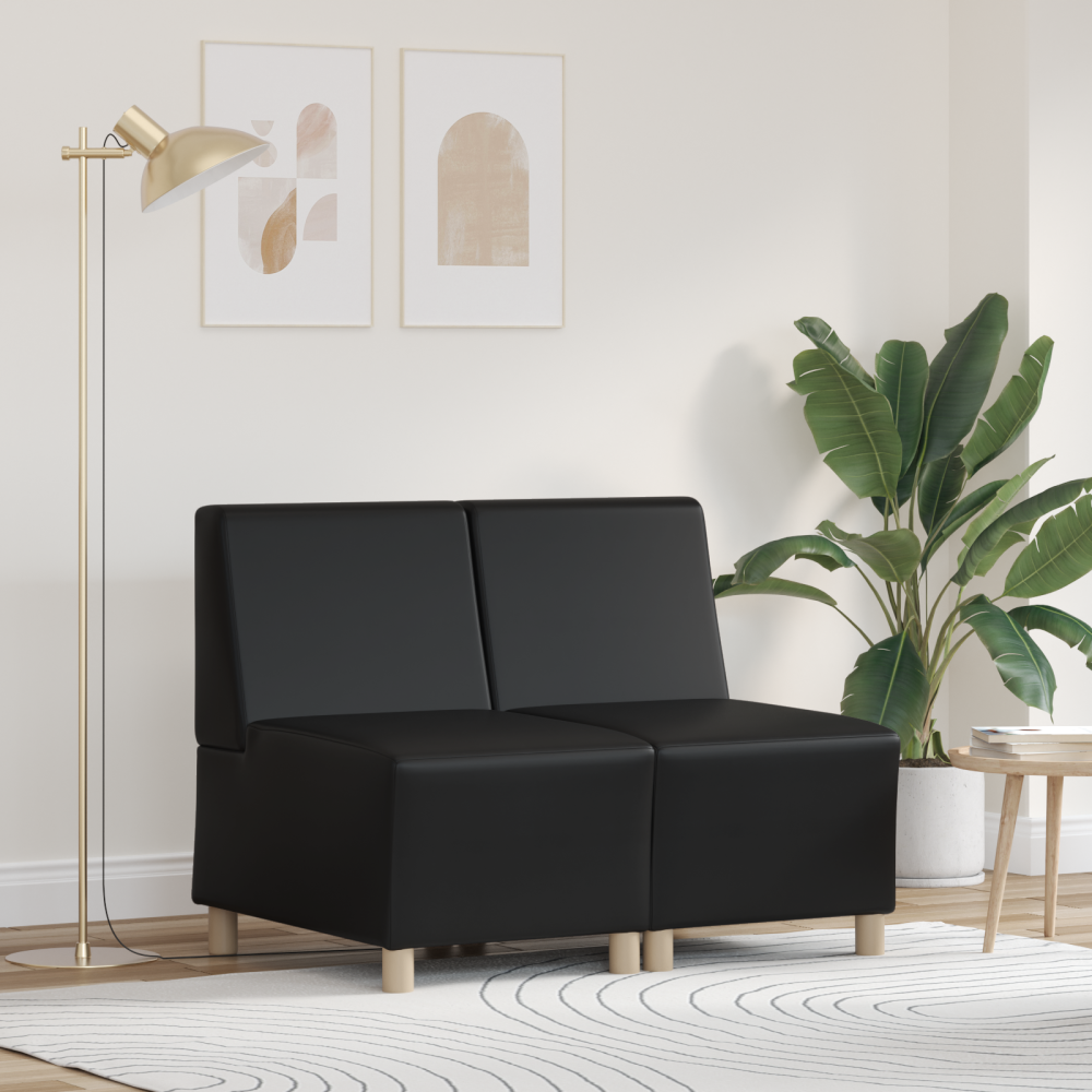vidaXL Soffstolar 2 pcs Svart 55 x 74 x 82 cm Konstläder