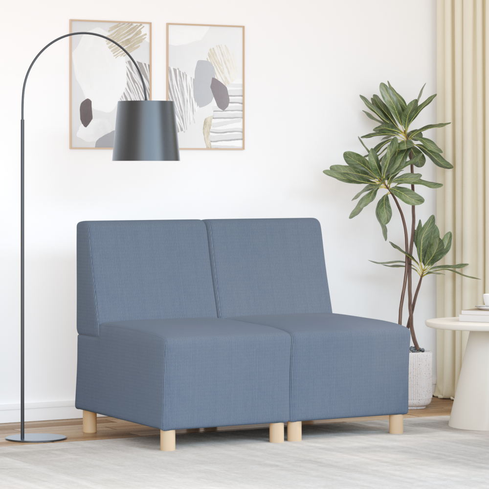 vidaXL Modulsofa utan armstöd 2 pcs Blå 55 x 74 x 82 cm Kordread tyg