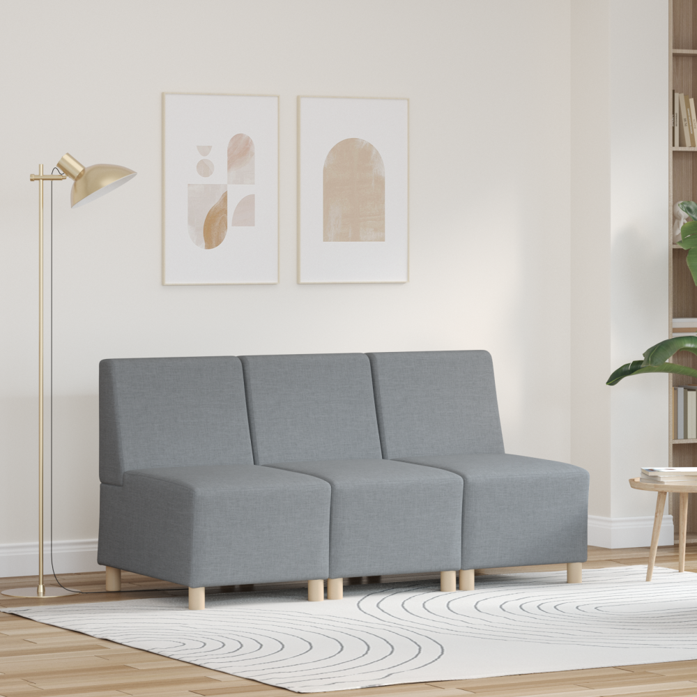 vidaXL Softig Stolen Ljusgrå 55 cm Tyg 3 pcs Ljusgrå 55 x 74 x 82 cm
