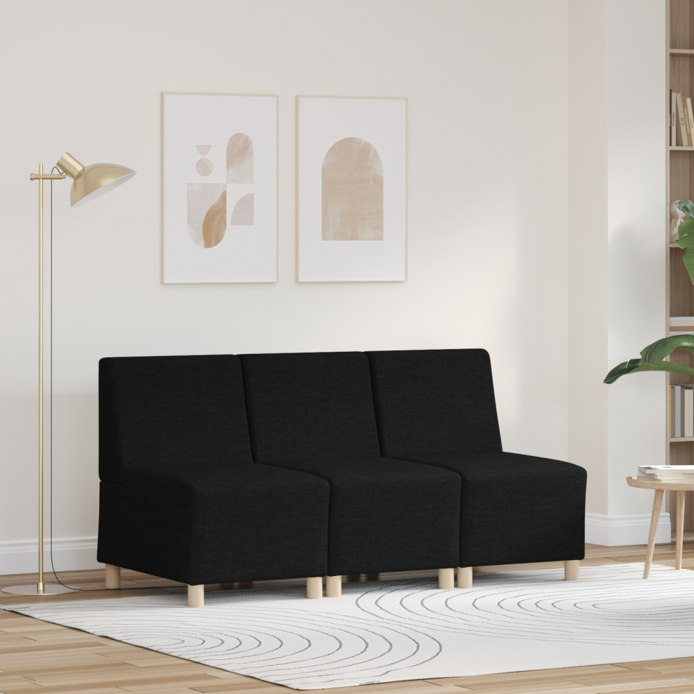 vidaXL Modulsofa utan armstöd 3 pcs Svart 55 x 74 x 82 cm tyg