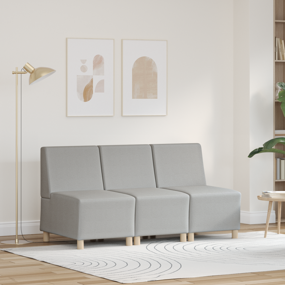 vidaXL Softig Stolen Ljusgrå 55 cm Tyg 3 pcs Moln grå 55 x 74 x 82 cm