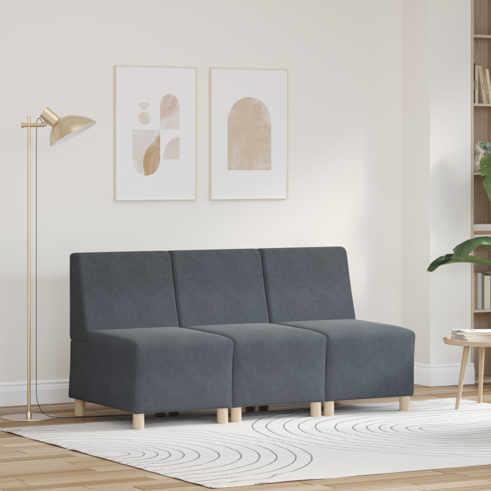 vidaXL Soffstolar 3 pcs Mörkgrå 55 x 74 x 82 cm Sammet