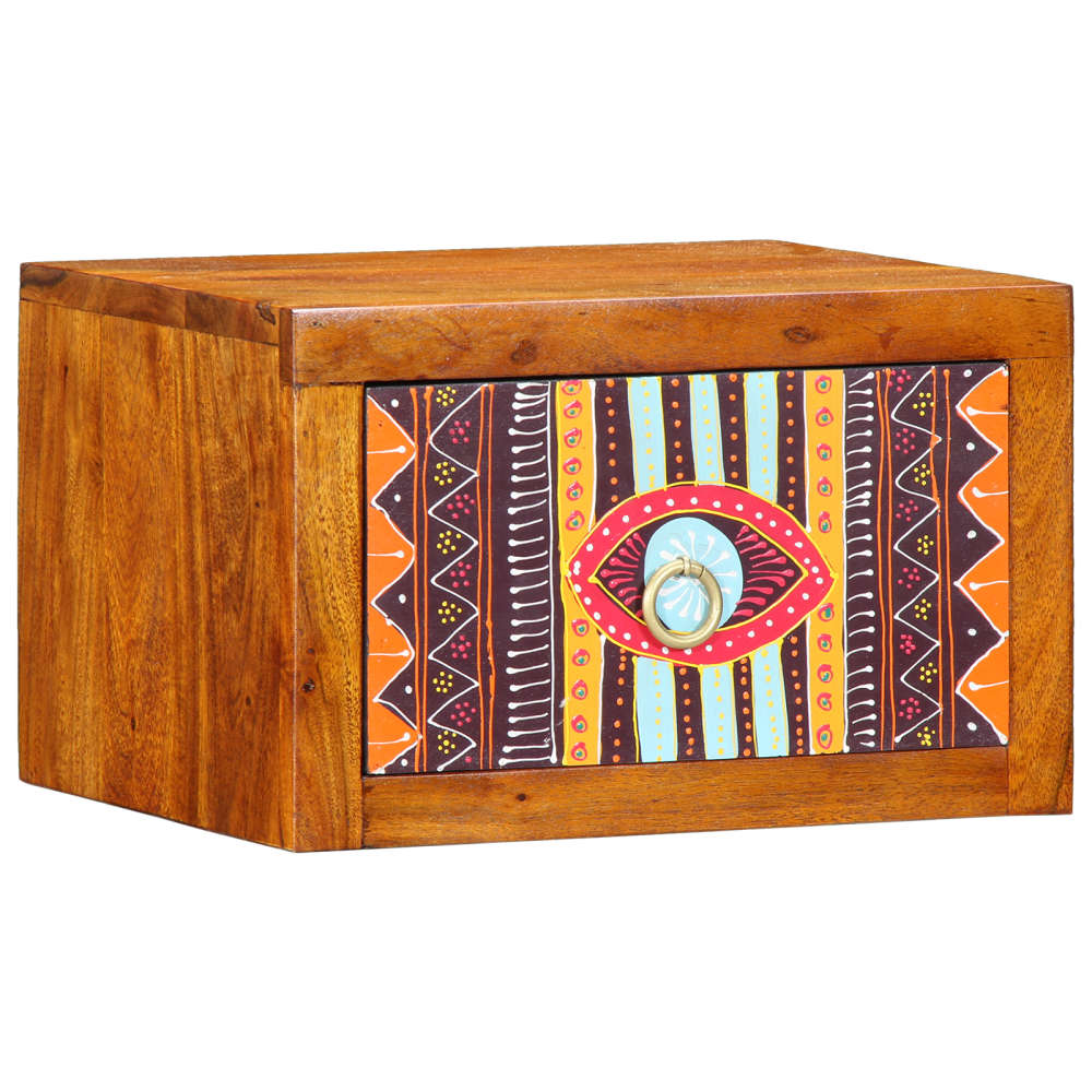 vidaXL Sängbord Brun, flerfärgad 35 x 30 x 22 cm Massivt akaciaträ