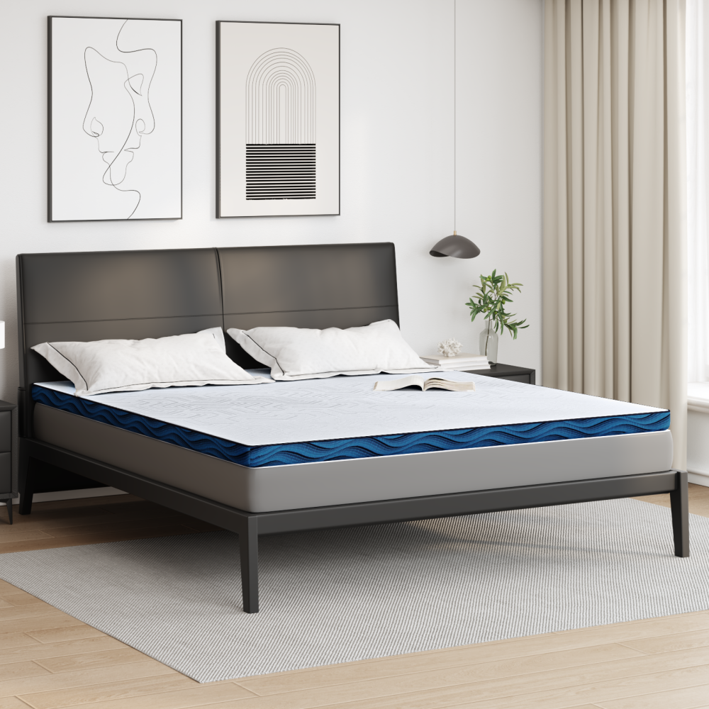 vidaXL Madrasskydd Vit och Blå 200 x 200 cm