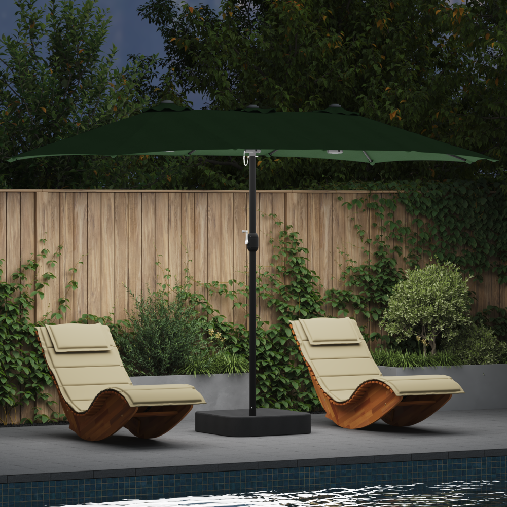 vidaXL Trädgårdsparasol Grön 385 x 209 x 244 cm tyg