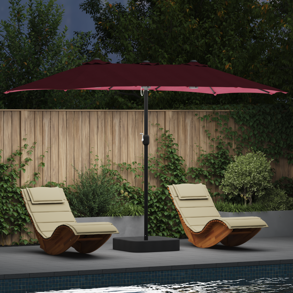 vidaXL Trädgårdsparasol Vinröd 385 x 209 x 244 cm tyg