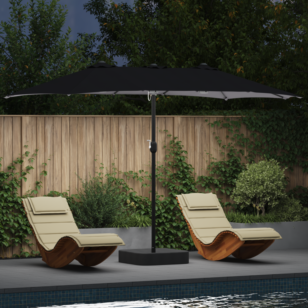 vidaXL Trädgårdsparasol Svart 385 x 209 x 244 cm tyg