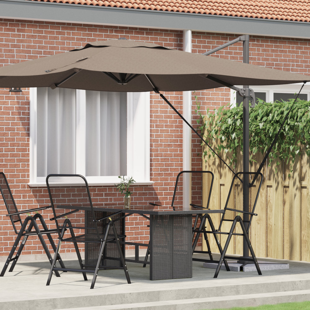 vidaXL Roma Parasol Taupe 286 x 285 x 265 cm Polyester och aluminium